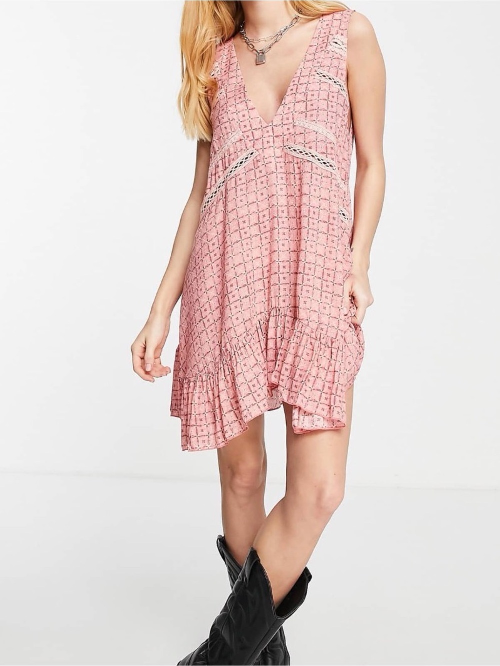 Free People let it happen textured mini dress in light pink
